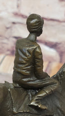 Horse Jockey Racing Equine Art Equestrian Collector Bronze Statue Sculpture Original 8" x 6.5"