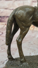 Horse Jockey Racing Equine Art Equestrian Collector Bronze Statue Sculpture Original 8" x 6.5"