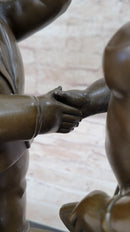 Man & Woman Courting Bronze Sculpture Statue after Fernando Botero on Marble Base