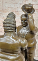Man & Woman Courting Bronze Sculpture Statue after Fernando Botero on Marble Base