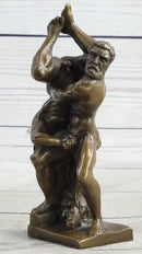 Handmade Hot Cast Miniature Austria Wrestling Bronze Artwork Sculpture Figurine