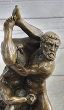 Handmade Hot Cast Miniature Austria Wrestling Bronze Artwork Sculpture Figurine