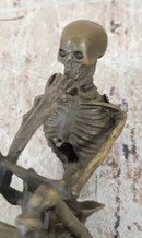 Skeleton Thinker Thinking Man Memento Mori Bronze Statuette Sculpture Figure 6" x 4"