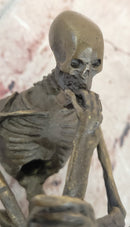 Skeleton Thinker Thinking Man Memento Mori Bronze Statuette Sculpture Figure 6" x 4"