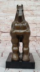 Fernando Botero Trojan Horse Abstract Bronze Statue Sculpture on Marble Base