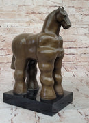 Fernando Botero Trojan Horse Abstract Bronze Statue Sculpture on Marble Base