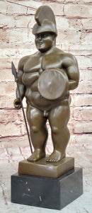 Hot Cast Botero Reproduction Roman Soldier Bronze Sculpture Marble Base Figurine