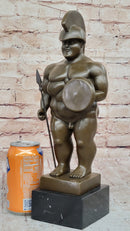 Hot Cast Botero Reproduction Roman Soldier Bronze Sculpture Marble Base Figurine