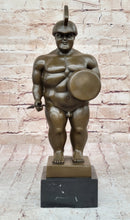 Hot Cast Botero Reproduction Roman Soldier Bronze Sculpture Marble Base Figurine