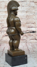 Hot Cast Botero Reproduction Roman Soldier Bronze Sculpture Marble Base Figurine
