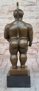 Hot Cast Botero Reproduction Roman Soldier Bronze Sculpture Marble Base Figurine