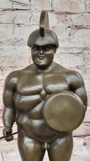 Hot Cast Botero Reproduction Roman Soldier Bronze Sculpture Marble Base Figurine