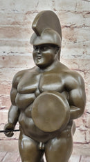 Hot Cast Botero Reproduction Roman Soldier Bronze Sculpture Marble Base Figurine