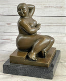 Fernando Botero Plump Woman Bronze Figurine Statue Marble Base Figurine Figure