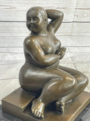 Fernando Botero Plump Woman Bronze Figurine Statue Marble Base Figurine Figure