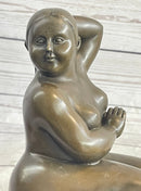 Fernando Botero Plump Woman Bronze Figurine Statue Marble Base Figurine Figure