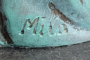 Nude Female Figure Among Ocean Waves Bronze Statue Sculpture on Marble Base