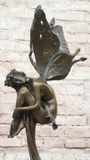 Sleeping Winged Fairy Angel Nymph Bronze Fantasy Statue Sculpture Collectible 15.5" x 6"