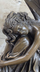 Sleeping Fairy Winged Angel Girl Bronze Statue Sculpture Signed Original Art