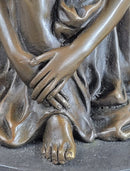 Sleeping Fairy Winged Angel Girl Bronze Statue Sculpture Signed Original Art