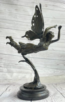 Flying Angel Fairy Bronze Figure Figurine Statue Sculpture Marble Base Original Art 16" x 13"