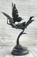 Flying Angel Fairy Bronze Figure Figurine Statue Sculpture Marble Base Original Art 16" x 13"