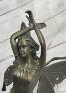 Flying Angel Fairy Bronze Figure Figurine Statue Sculpture Marble Base Original Art 16" x 13"