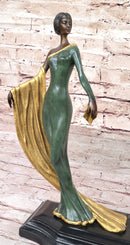 Art Deco Erte Fashion Models Bronze Statue Sculpture Marble Base 15.5" x 14"
