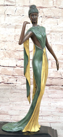 Art Deco Erte Fashion Models Bronze Statue Sculpture Marble Base 15.5" x 14"
