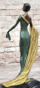 Art Deco Erte Fashion Models Bronze Statue Sculpture Marble Base 15.5" x 14"