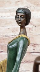 Art Deco Erte Fashion Models Bronze Statue Sculpture Marble Base 15.5" x 14"