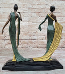 Art Deco Erte Fashion Models Bronze Statue Sculpture Marble Base 15.5" x 14"