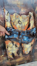 Bare Midriff Female Figure in Jean Shorts Mixed Media 3D Wall Art Metal Cutout Painting