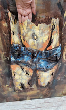 Bare Midriff Female Figure in Jean Shorts Mixed Media 3D Wall Art Metal Cutout Painting