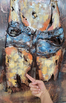 Bare Midriff Female Figure in Jean Shorts Mixed Media 3D Wall Art Metal Cutout Painting