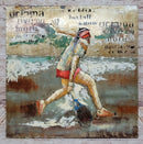 Female Tennis Player Athlete 3D Mixed Media Wall Art Painting Metal Cutout