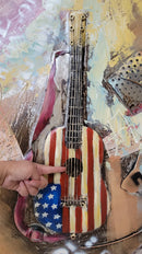 Colorful Abstract Guitar With American Flag 3D Oil Painting Artwork Metal Canvas