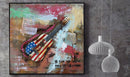 Colorful Abstract Guitar With American Flag 3D Oil Painting Artwork Metal Canvas