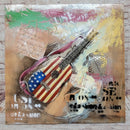 Colorful Abstract Guitar With American Flag 3D Oil Painting Artwork Metal Canvas