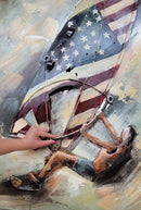 Windsurfing American Flag 3D Wall Art Painting Mixed Media Metal Wood Art
