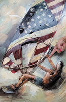 Windsurfing American Flag 3D Wall Art Painting Mixed Media Metal Wood Art