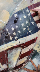 Windsurfing American Flag 3D Wall Art Painting Mixed Media Metal Wood Art