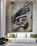 Windsurfing American Flag 3D Wall Art Painting Mixed Media Metal Wood Art