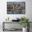 3D Wall Art Painting Bridge & Sailboats Scene Mixed Media Metal Wood Art