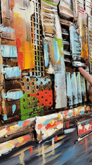 Urban Skyline 3D Wall Art Mixed Media Painting Metal Wood Decor