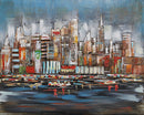 Urban Skyline 3D Wall Art Mixed Media Painting Metal Wood Decor