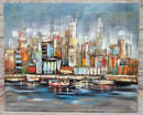 Urban Skyline 3D Wall Art Mixed Media Painting Metal Wood Decor