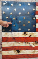 American Flag & Map 3D Wall Art Sculpture Metal Cutout Painting on Wood Canvas