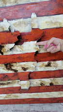 American Flag & Map 3D Wall Art Sculpture Metal Cutout Painting on Wood Canvas
