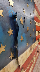 American Flag & Map 3D Wall Art Sculpture Metal Cutout Painting on Wood Canvas